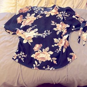 SHEIN navy and pink floral top